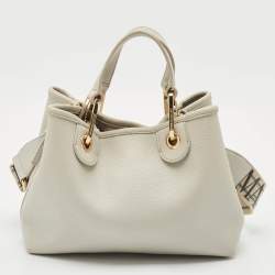 Pre Owned Emporio Armani Grey Faux Leather Small MyEA Shopper Tote