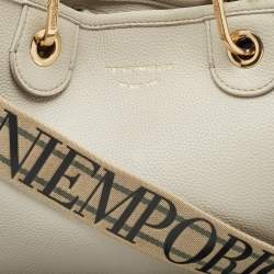 Pre Owned Emporio Armani Grey Faux Leather Small MyEA Shopper Tote