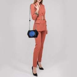 Emporio Armani Black/Blue Leather Crystal Embellished Shoulder Bag