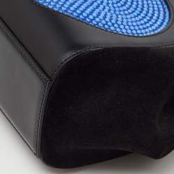 Emporio Armani Black/Blue Leather Crystal Embellished Shoulder Bag