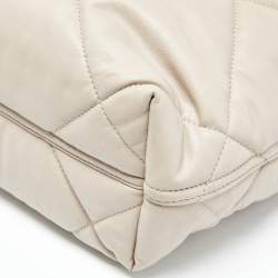 Pre Owned Emporio Armani Beige Quilted Faux Leather Medium MyEA Tote