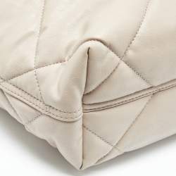 Pre Owned Emporio Armani Beige Quilted Faux Leather Medium MyEA Tote