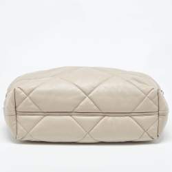 Pre Owned Emporio Armani Beige Quilted Faux Leather Medium MyEA Tote