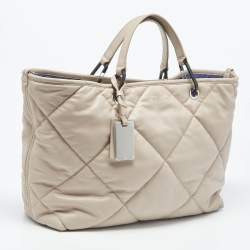 Pre Owned Emporio Armani Beige Quilted Faux Leather Medium MyEA Tote