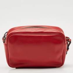 Pre Owned Emporio Armani Red Leather Camera Crossbody Bag