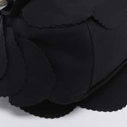 Pre Owned Emporio Armani Black Scalloped Applique Fabric Tote