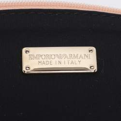 Pre Owned Emporio Armani Black Scalloped Applique Fabric Tote