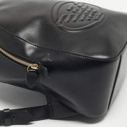 Pre Owned Emporio Armani Black Faux Leather Small Logo Backpack