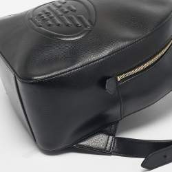 Pre Owned Emporio Armani Black Faux Leather Small Logo Backpack