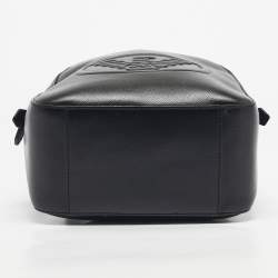 Pre Owned Emporio Armani Black Faux Leather Small Logo Backpack