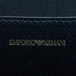 Pre Owned Emporio Armani Black Faux Leather Small Logo Backpack