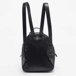 Pre Owned Emporio Armani Black Faux Leather Small Logo Backpack