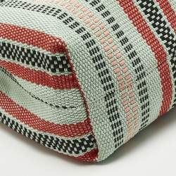 Pre Owned Emporio Armani Multicolor Fabric and Leather MyEA Basketweave Tote