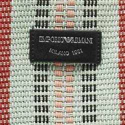 Pre Owned Emporio Armani Multicolor Fabric and Leather MyEA Basketweave Tote