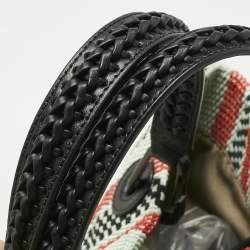 Pre Owned Emporio Armani Multicolor Fabric and Leather MyEA Basketweave Tote