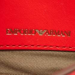 Pre Owned Emporio Armani Bright Red Leather Flap Shoulder Bag