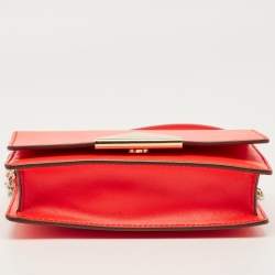 Pre Owned Emporio Armani Bright Red Leather Flap Shoulder Bag