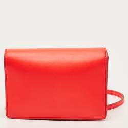 Pre Owned Emporio Armani Bright Red Leather Flap Shoulder Bag