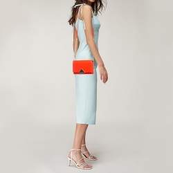 Pre Owned Emporio Armani Bright Red Leather Flap Shoulder Bag