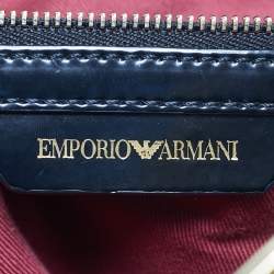Pre Owned Emporio Armani Black Rabbit Fur and Patent Leather Satchel