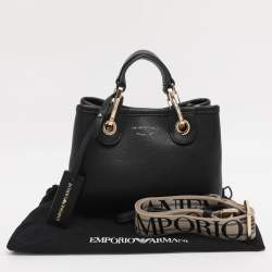 Pre Owned Emporio Armani Black Leather Small MyEA Tote
