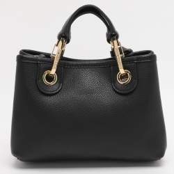 Pre Owned Emporio Armani Black Leather Small MyEA Tote
