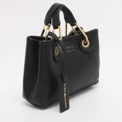 Pre Owned Emporio Armani Black Leather Small MyEA Tote