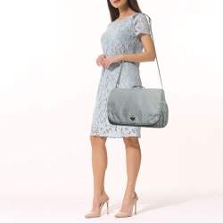 Pre Owned Emporio Armani Grey Logo Jacquard Nylon Baby Changing Bag