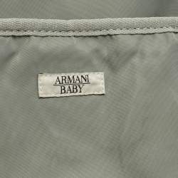 Pre Owned Emporio Armani Grey Logo Jacquard Nylon Baby Changing Bag