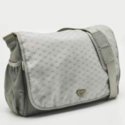 Pre Owned Emporio Armani Grey Logo Jacquard Nylon Baby Changing Bag
