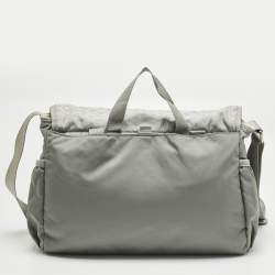 Pre Owned Emporio Armani Grey Logo Jacquard Nylon Baby Changing Bag