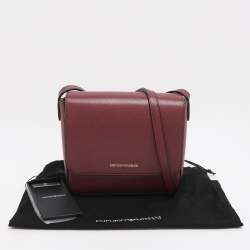 Pre Owned Emporio Armani Red Faux Leather Crossbody Bag
