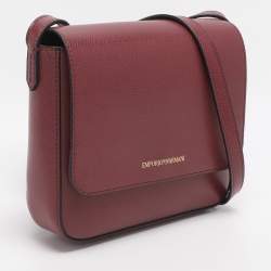 Pre Owned Emporio Armani Red Faux Leather Crossbody Bag