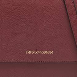 Pre Owned Emporio Armani Red Faux Leather Crossbody Bag