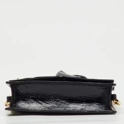 Pre Owned Emporio Armani Black Patent Leather Envelope Flap Crossbody Bag