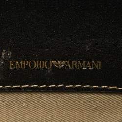 Pre Owned Emporio Armani Black Leather Flap Top Handle Bag