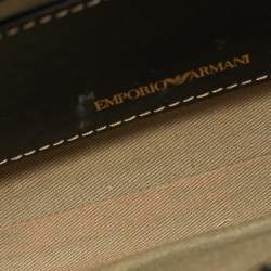 Pre Owned Emporio Armani Black Leather Flap Top Handle Bag