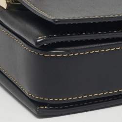 Pre Owned Emporio Armani Black Leather Flap Top Handle Bag