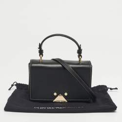 Pre Owned Emporio Armani Black Leather Flap Top Handle Bag