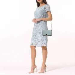 Pre Owned Emporio Armani Light Blue Leather Astrid Chain Crossbody Bag