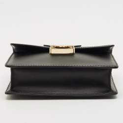 Pre Owned Emporio Armani Black/Red Croc Embossed and Leather Metal Flap Top Handle Bag