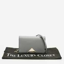 Pre Owned Emporio Armani Grey Leather Astrid Chain Crossbody Bag