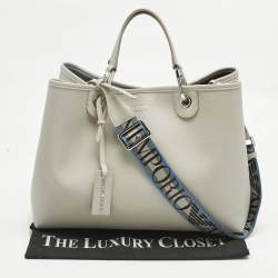 Pre Owned Emporio Armani Grey Faux Leather Large MyEA Tote