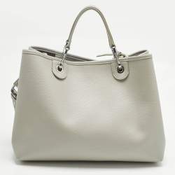 Pre Owned Emporio Armani Grey Faux Leather Large MyEA Tote