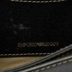 Pre Owned Emporio Armani Black Leather Stud Flap Top Handle Bag