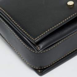 Pre Owned Emporio Armani Black Leather Stud Flap Top Handle Bag