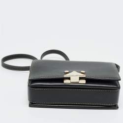 Pre Owned Emporio Armani Black Leather Stud Flap Top Handle Bag