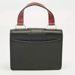 Pre Owned Emporio Armani Black/Red Faux Leather Flap Top Handle Bag