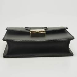 Pre Owned Emporio Armani Black/Red Faux Leather Flap Top Handle Bag