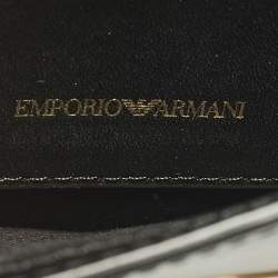 Pre Owned Emporio Armani Black/Red Faux Leather Flap Top Handle Bag